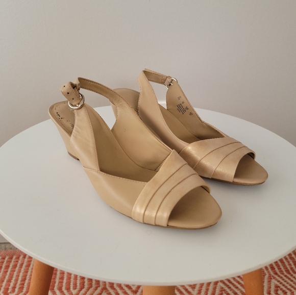 Naturalizer N5 Comfort Wedge Heels Champagne Glittery - Picture 3 of 5